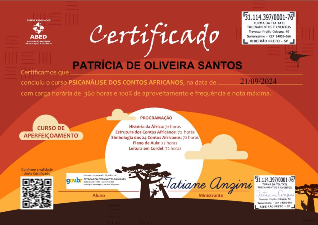 Certificado contação de história